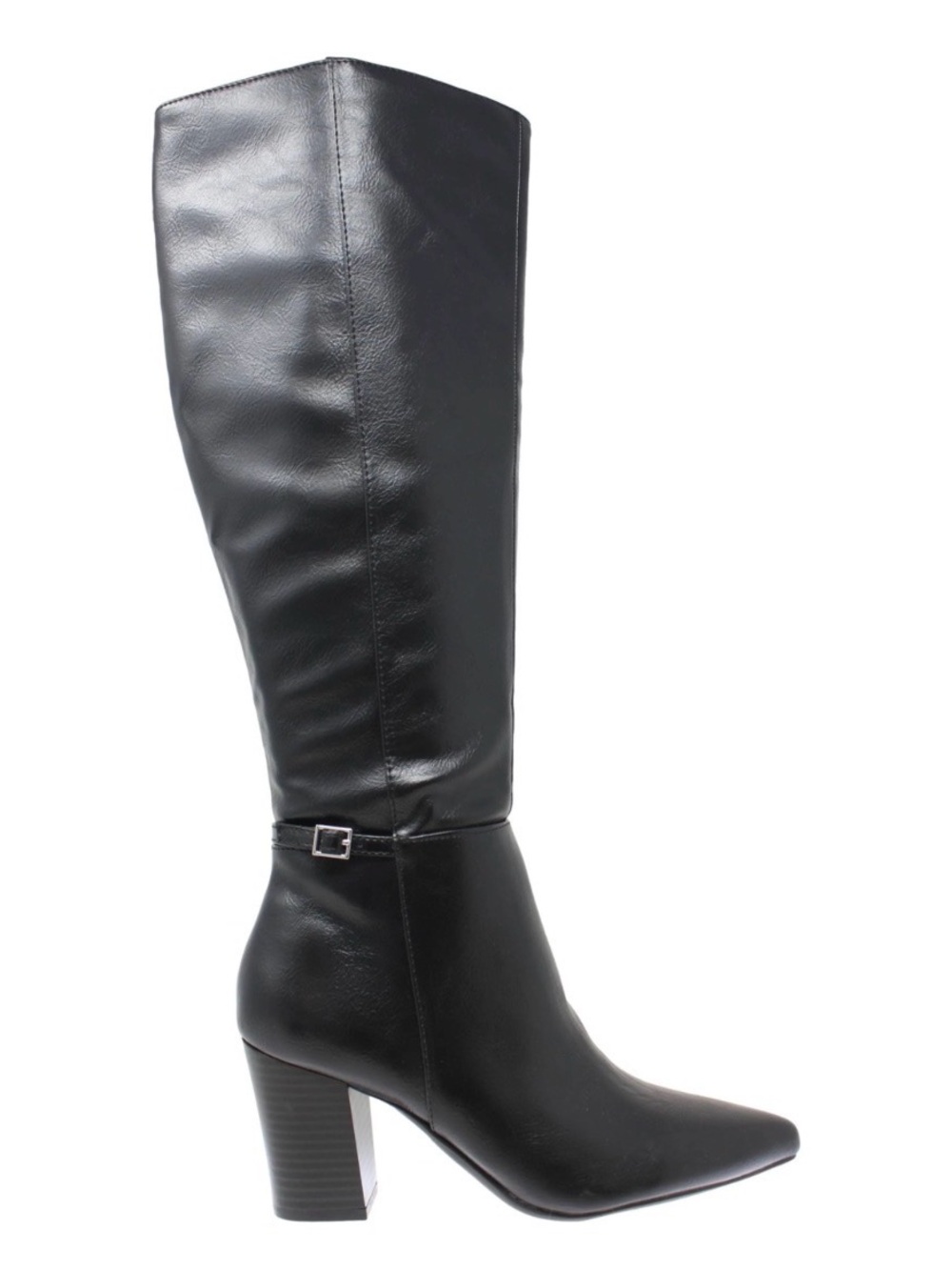 Lifestride Stratford Black Leather Knee-High Block Heel Boots